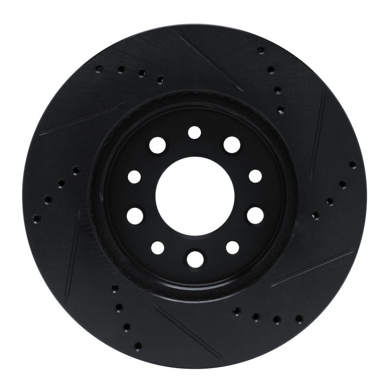 Ford Freestar Brake Rotor (1) - Front Left - R1 Concepts - Drilled & Slotted - Black - `04-`07